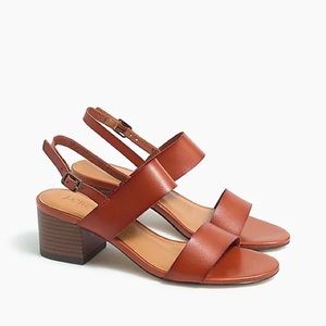 NEW J.Crew Low Block Heel Sandals, True Tan, 8.5